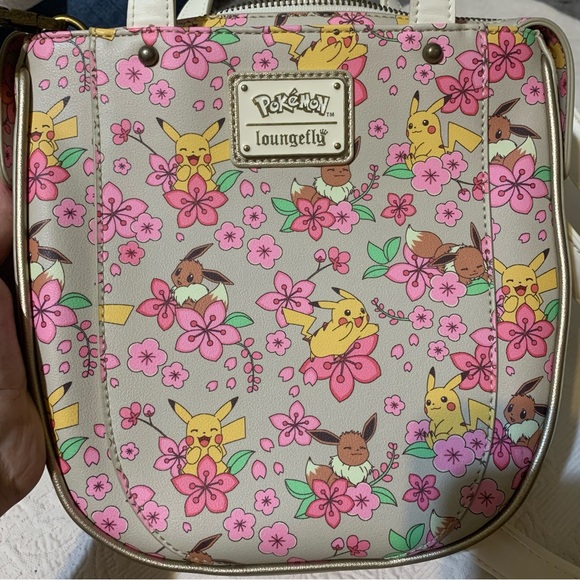 Loungefly Pokemon Pikachu & Eevee Floral Cherry Blossom Crossbody Bag - Picture 2 of 11